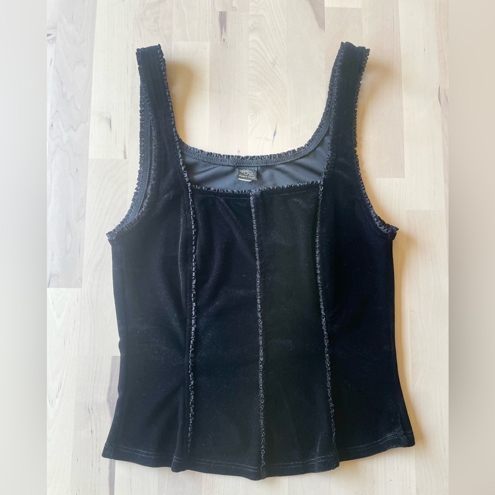 Only Hearts by Helen Stuart Black Velvet Tank Size S